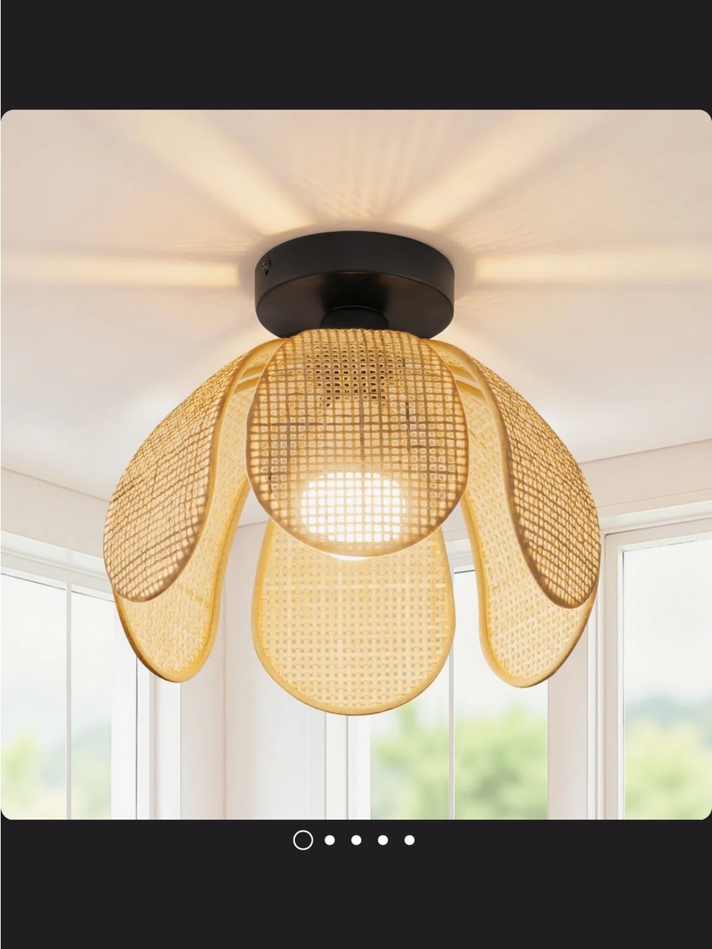 Woven Rattan Petal Flush Mount Ceiling Light - Natural